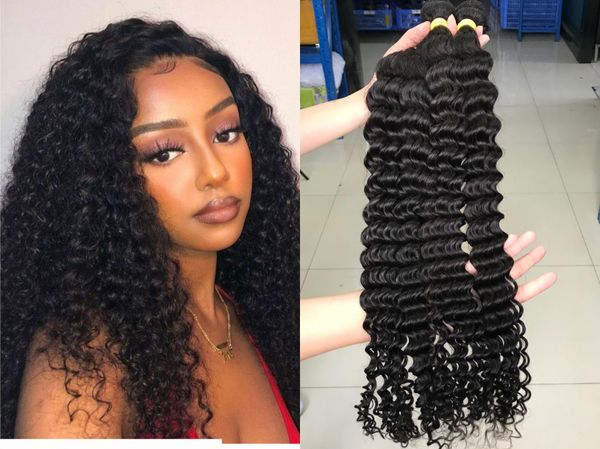 

brazilian virgin hair 1 bundle brazilian deep wave hair unprocessed remy human hair weave for women high quality, Black;brown