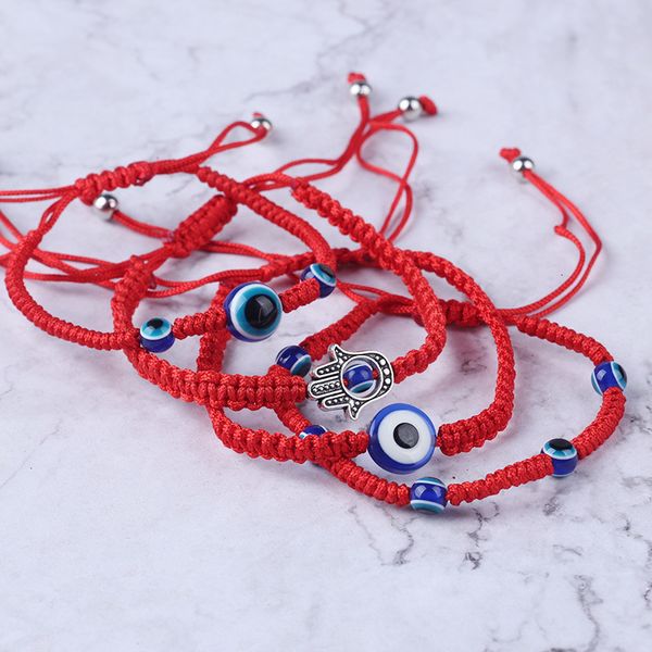 

hamsa handwoven string lucky thread red bracelets blue turkish evil eye charm jewelry fatima friendship bracelet