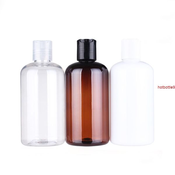 250ml x 24 vazio redondo plástico dispensando a garrafa de tampa, claro / âmbar / branco garrafa de estimação com transparente / branco / preto DISC TOP LIDGOOD BASTIDADE