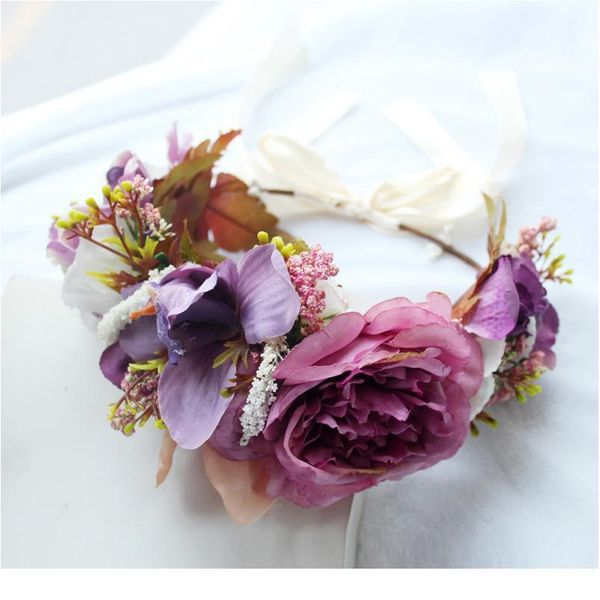 

new bridal flower headband wreath hairband bridesmaid headdress party flower hair accessories wedding flower crown jllcah