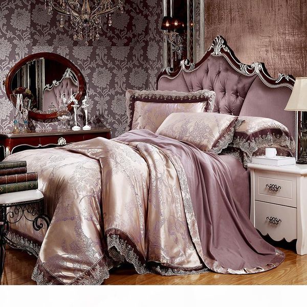 

50 jacquard bedlinen  king size lace duvet cover set silk and cotton bedding sets