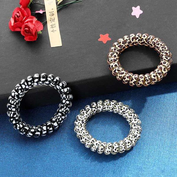 

coil telephone wire cord gum women girl ties girls elastic bands ring rope leopard print bracelet stretchy hair ropes1m0