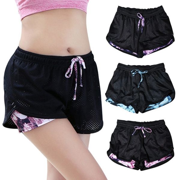 

yoga 2 in 1 women athletic cool ladies sport running short fitness run gym shorts jogging, White;black