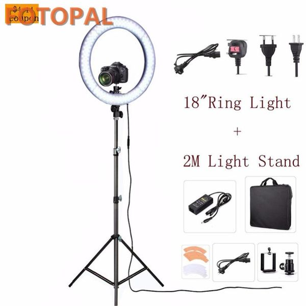 

фотопальный rl 18 дюймов светодиодная камера видео телефон фотостудия 55w 5500k дневной свет светодиодный кольцевой свет лампы макияж selfie