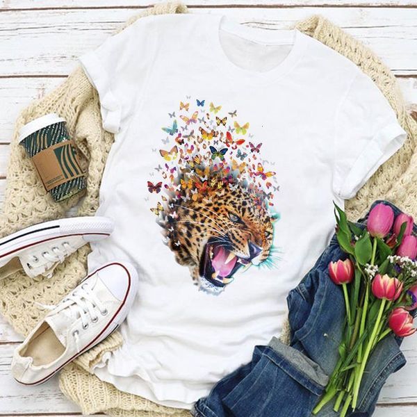 

women graphic animal tiger cute cartoon fashion 90s cute summer t-shirt lady womens clothing clothes tee female t shirt, White