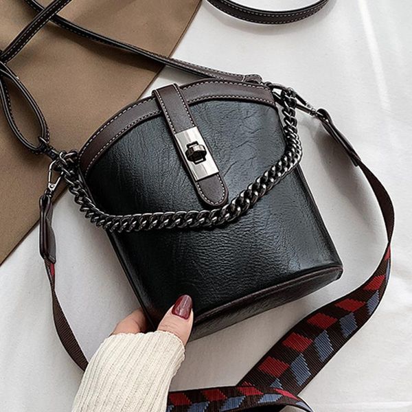 

shoulder bags solid color bucket bag pu leather for women 2021 fashion crossbody designer handbags female sac