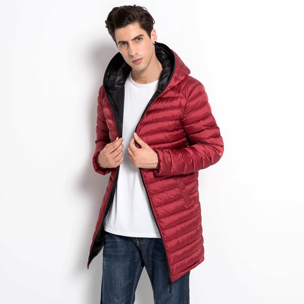 

2021 new long duck men spring autumn hooded waterproof mens down warm lightweigt winter coat puffer jacket ur16, Black