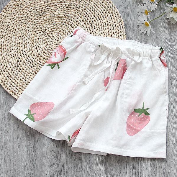 

summer women sleep shorts cotton gauze pajamas pants printing sleep bottoms wear sleeping womens lounge wear sleepwear1, Black;red