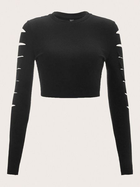 

ripped form fitted crop tee u1t9#, White