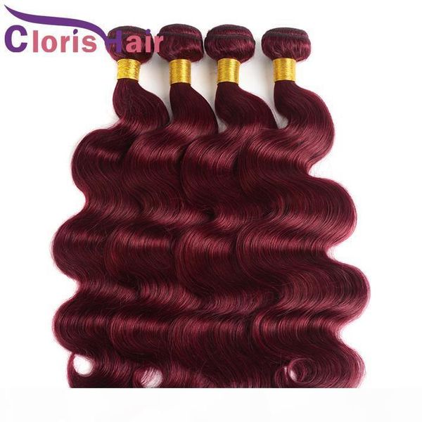 

99j burgundy bundles brazilian virgin body wave hair weaves colored wine red wavy human hair extensions reliable salon products, Black