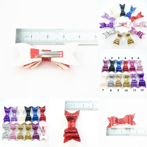

boutique knot fashion8jafglitter two 12pcs/lotdiy layer embroidery bow sequin bows with clips for girls hair diy accesso