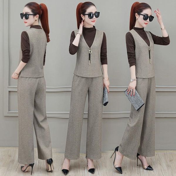 

korean 3-piece and wholesale vest femme deux women suit parts vfvl, White