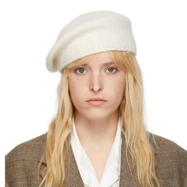 

berets autumn winter women knit beret hat alpaca ladies solid color, Blue;gray