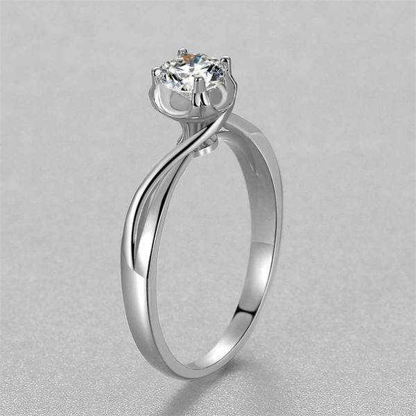 

luxurys designers fashion yjz156 sterling silver 925 twisted arm imperial staff 50 points simulation ring anti mo sangshi wedding crown ring