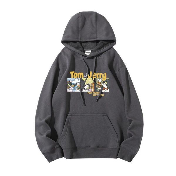 

new winter see male hoodies style kpop streetwear thick cartoon sweaters printed with hoodie 3xl college coat, Black