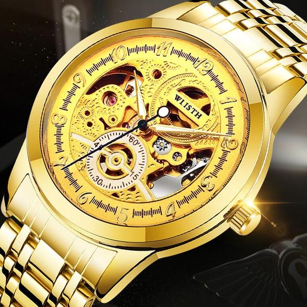 

wlisth new automatic mechanical watch gold watch mechanical watches, Slivery;brown