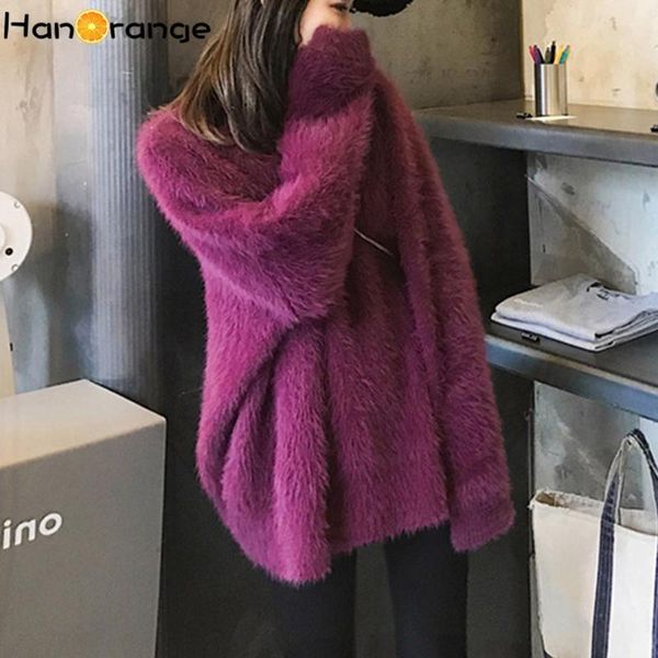 

women's sweaters imitation mink velvet sweater women loose lazy thickened long winter 2021, White;black