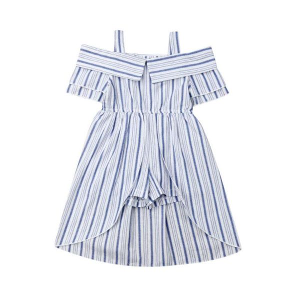 

girl's dresses citgeesummer toddler kids baby girls off shoulder romper jumpsuit striped dress strap sundress, Red;yellow