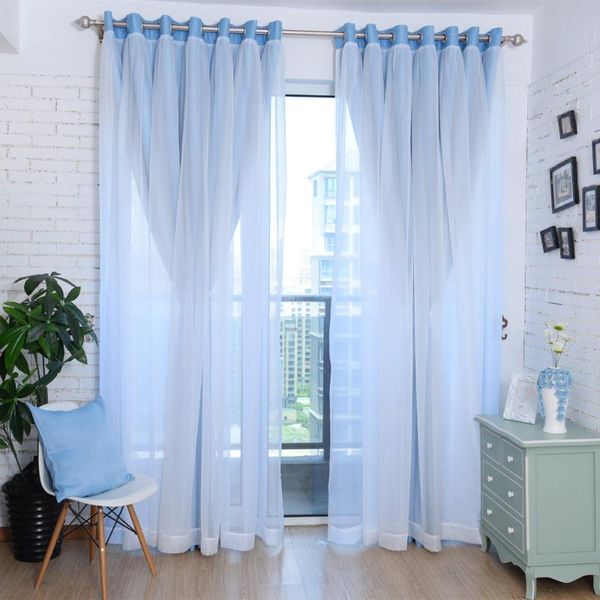 

curtain & drapes senisaihon korean polyester solid cloth blackout curtains tulle double princess bedroom for living room