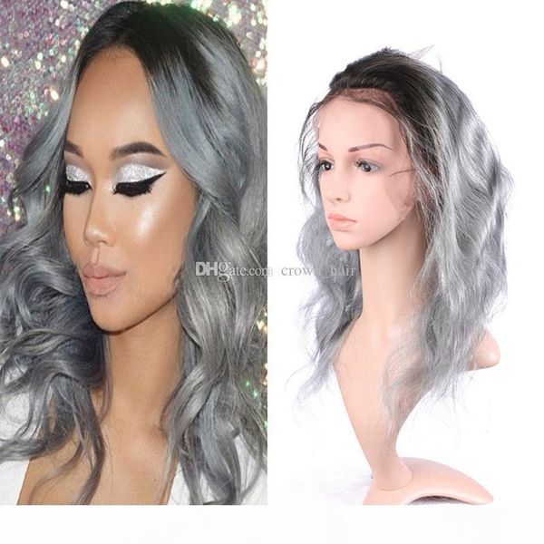 

new arrival pre plucked 360 full lace band frontal 22.5x5x2 body wave two tone 1b grey virgin hair 360 lace band frontal, Black;brown
