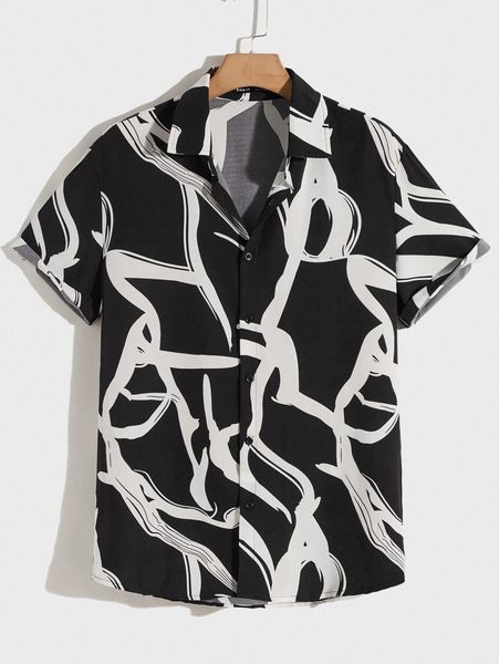 

men drop shoulder graphic pattern shirt j3eq#, White;black