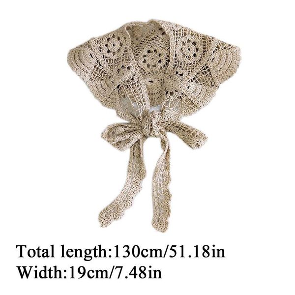 

retro triangle scarf women girls korea lace head scarf flower knit crochet shawl solid neckerchief hollow bandana shawl wraps wmtmxq, Black