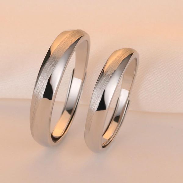 

cluster rings korea frosted and electroplated 925 sterling silver simple couple ring, Golden;silver