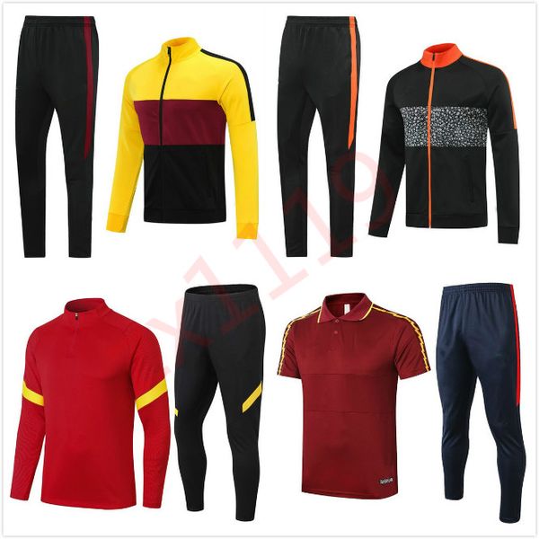 

2020 2021 roma tracksuit soccer jacket set chaqueta de fútebol 2020/21 tracksuit totti de rossi as roma football jacket full zipper set, Black