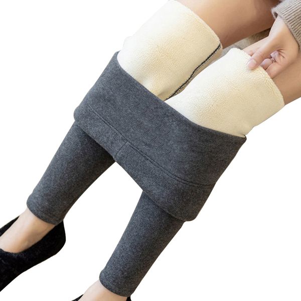 

women fleece lined leggings elastic winter velvet warm leggings pants thick tights trousers plus size s-5xl, Black