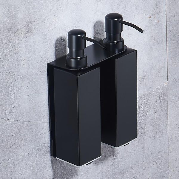 

304 stainless steel black liquid soap dispenser kitchen sink soap container bathroom shampoo box wall mounted detergent bottle wmtlcd