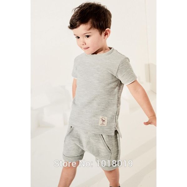 

1-7y baby boy clothes sets kids 100% cotton 2020 summer tshirt pants 2pc children suit bebe boys beach casual sports outfit t200707, White