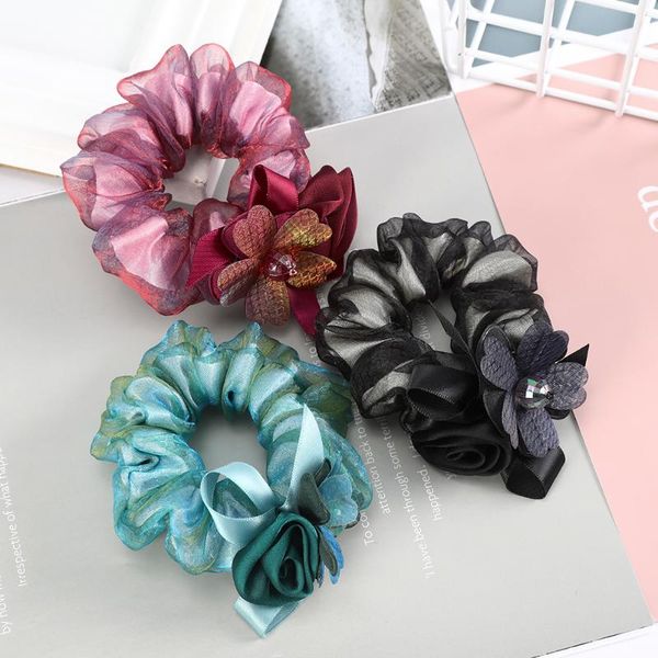 

haimeikang упругие волос канаты tie женщины моды хвостик держатель органзы scrunchies кристалл бусины аксессуары для волос головные уборы
