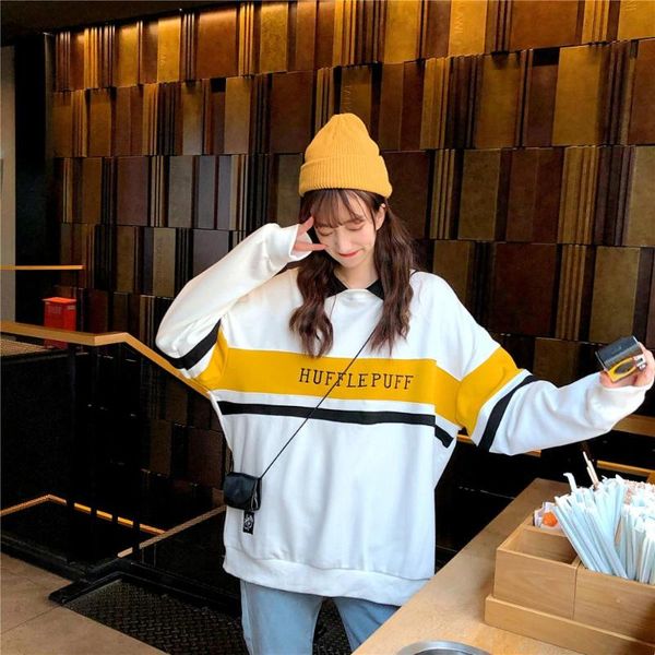 

hoodies women winter leisure collar harajuku women pullover students letter long sleeve kpop sweatshirt sudadera mujer, Black