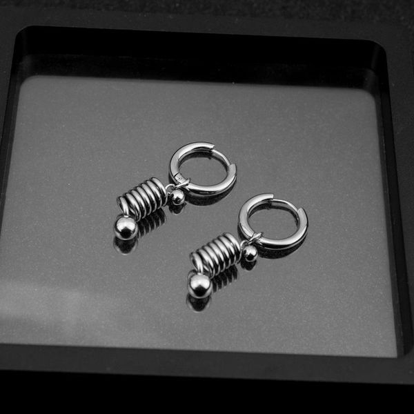 

Stainless Steel Bead spring shape Stud Earrings for Women Piercing Earrings Punk Party Female Girls Fashion Jewelry kpop, Golden;silver