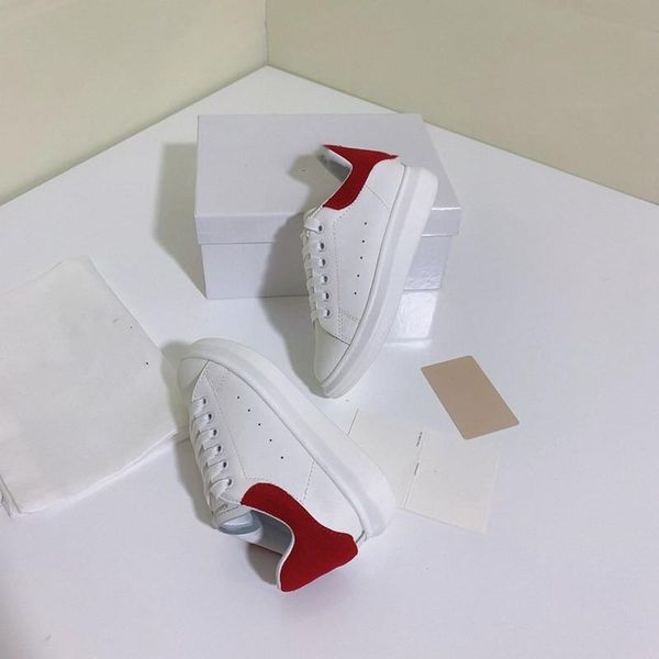 

a1 kids children's white leather platform sneakers womens mens flat casual party wedding shoes suede sports sneakers size 26-35, Black;red