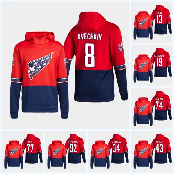 

washington capitals 2021 reverse retro hoodie henrik lundqvist alex ovechkin john carlson t.j. oshie tom wilson backstrom kuznetsov, Black;red