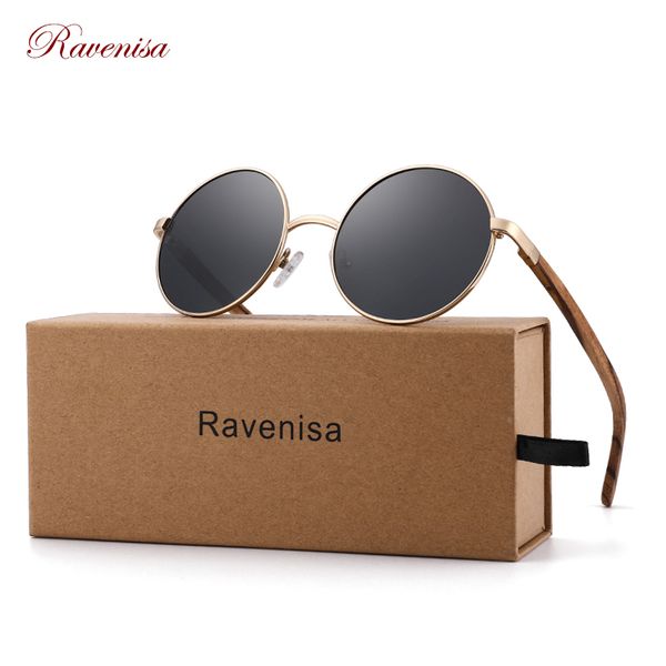 

2020 ravenisa ретро круглые деревянные солнцезащитные очки с поляризованным деревом солнцезащитные очки для мужчин женщины синее зеркало gog