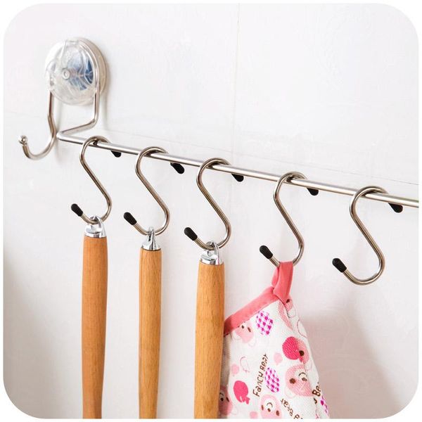 

hooks & rails 4pcs s shape stainless steel for hanging multi-purpose coat key holder kitchen bathroom organizer