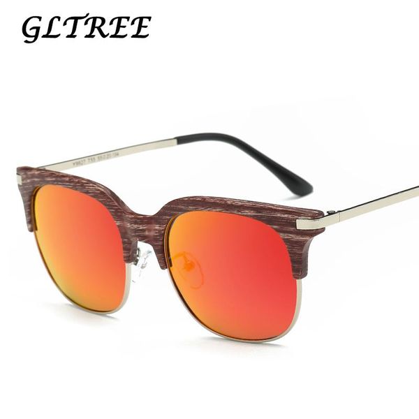 

gltree fashion brand wooden sunglasses women hd polarized frame uv400 mirror male sun glasses women for men g58, White;black