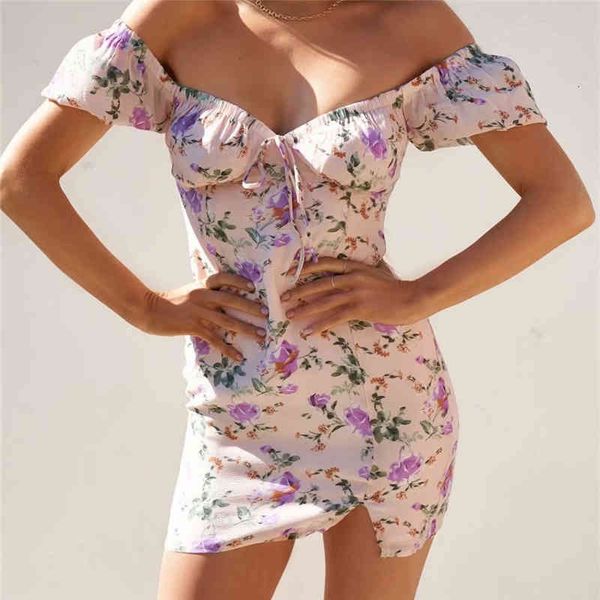 

casual dresses sweet woman pink slim flower strapless mini 2021 summer fashion ladies beach print es chiffon short blfj, Black;gray