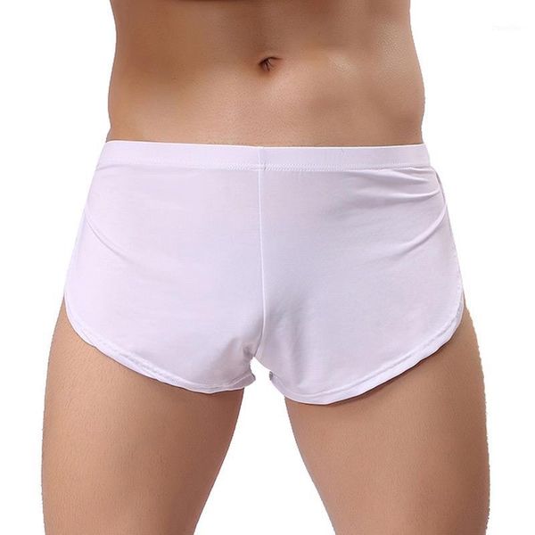 

ice silk men boxer shorts pants loose men's arrow boxers panties comfortable summer gay homewear breathable men underwear1, Black;white