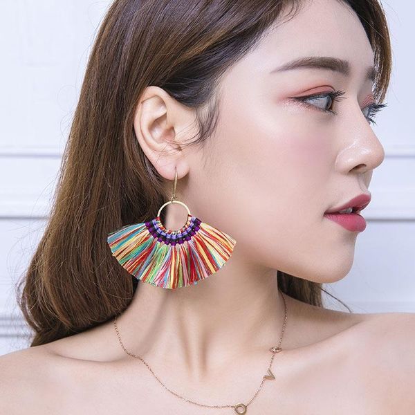 

1pair fashion bohemia fan tassel earrings diy jewelry garment decorative accessories craft tassels female personality decoration h bbymdd