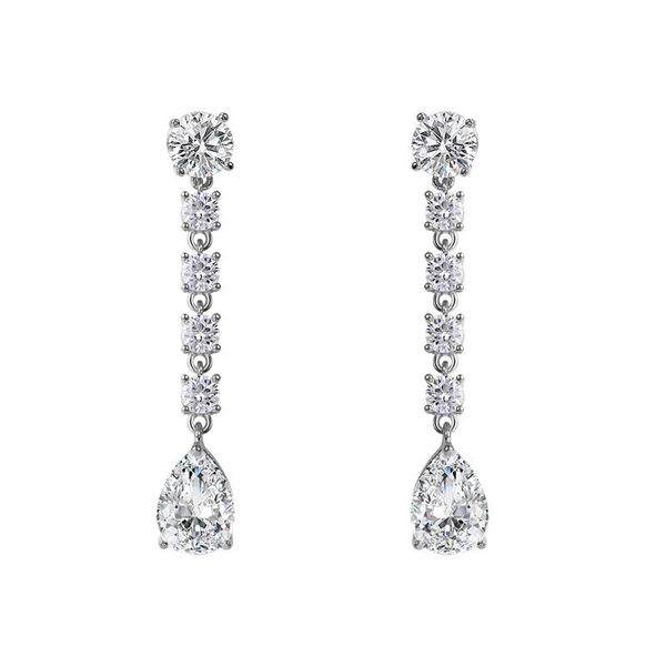 

weimanjingdian new arrival teardrop cubic zirconia cz zircon crystal long drop earrings for women or wedding bridal earring, Silver