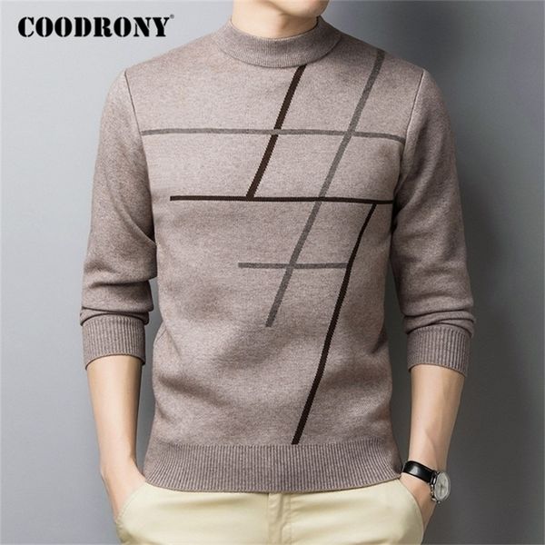 

coodrony brand winter sweater men thick warm sweaters striped knitwear pullover men clothes casual o-neck mens jumpers c1216 201221, White;black