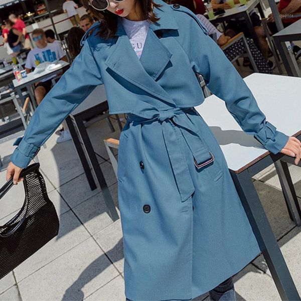 

autumn women's trench turn down collar sashes long sleeve coat casual trenches female 2020 winter korean loose elegant outwear1, Tan;black