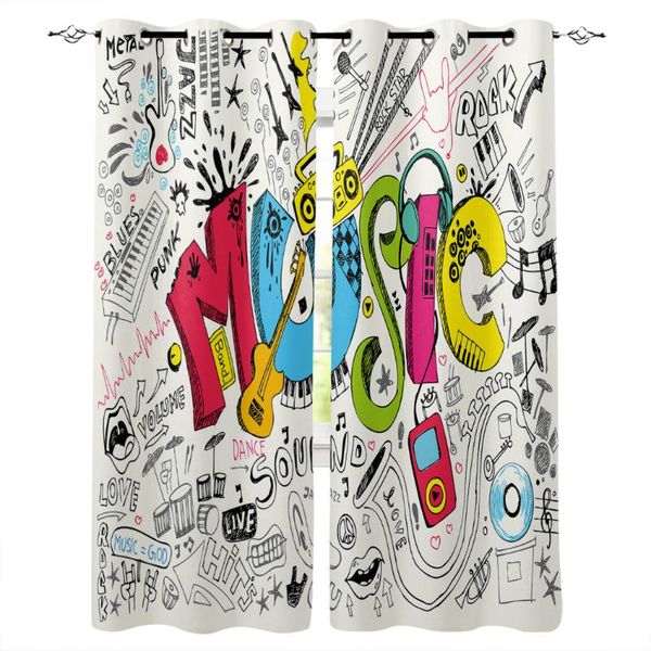 

music posters punk window treatments curtains living room kitchen party decoration valance window curtain kids room home decor