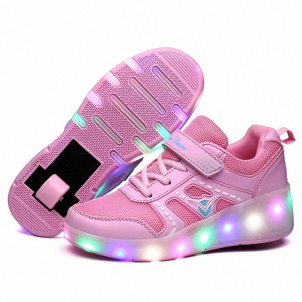 

children roller skate shoes pink blue boys girls 2020 led light sneakers with wheel boy girl casual shoe zapatillas ruedas #9e3o