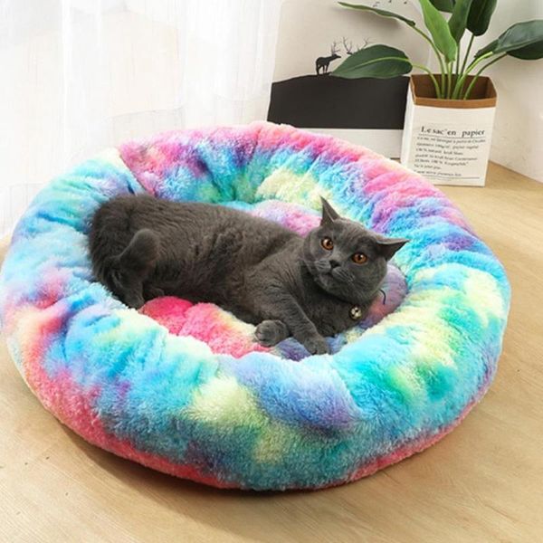 

kennels & pens winter warm fleece dog bed cats puppy round cushion mat pet house plush donut nests kennel supplies