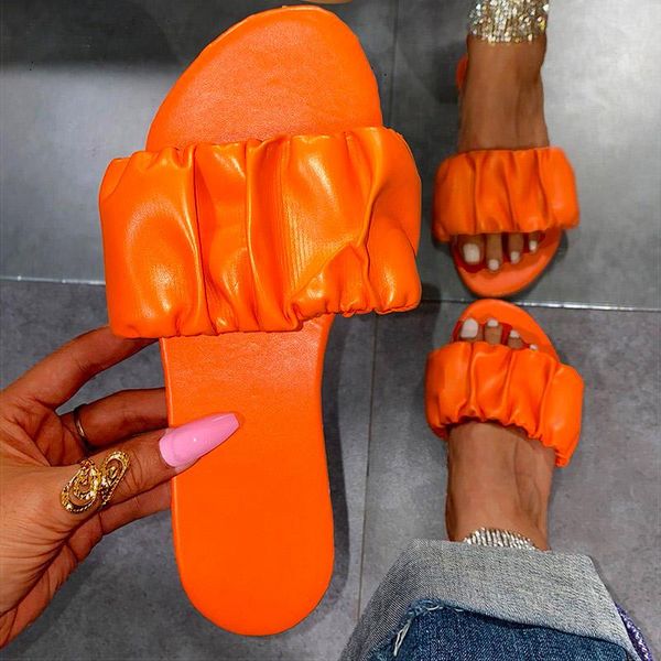 

women sandals 2021 new summer shoes women flat sandals plus size pleated sandalias mujer flip flops casual beach slippers female, Black
