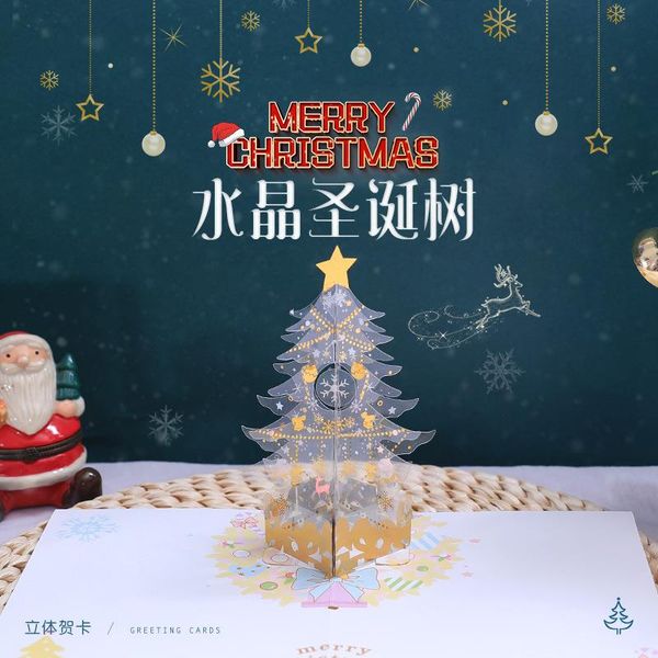 

greeting cards 3pc crystal magic christmas tree card 3d up merry winter holiday gifts